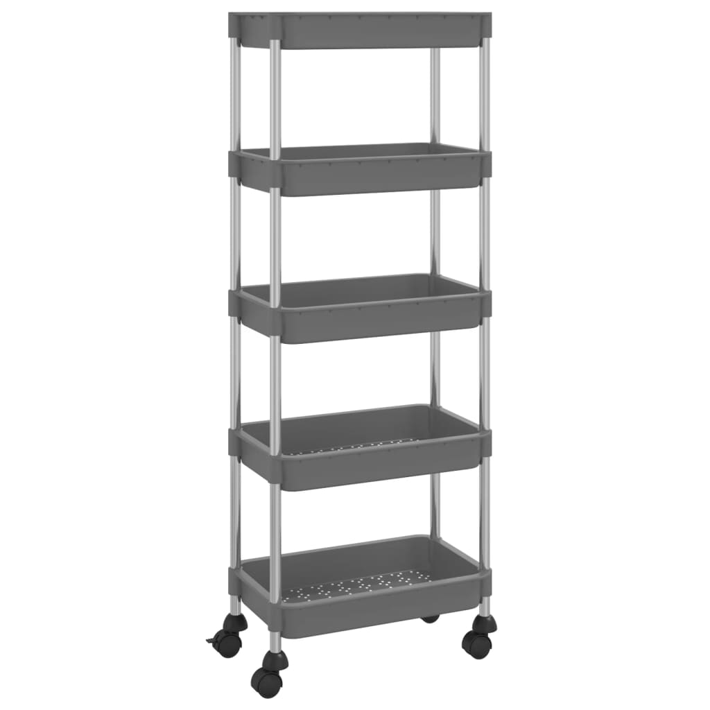 Cărucior de bucătărie 5 niveluri gri 42x29x128 cm fier și ABS