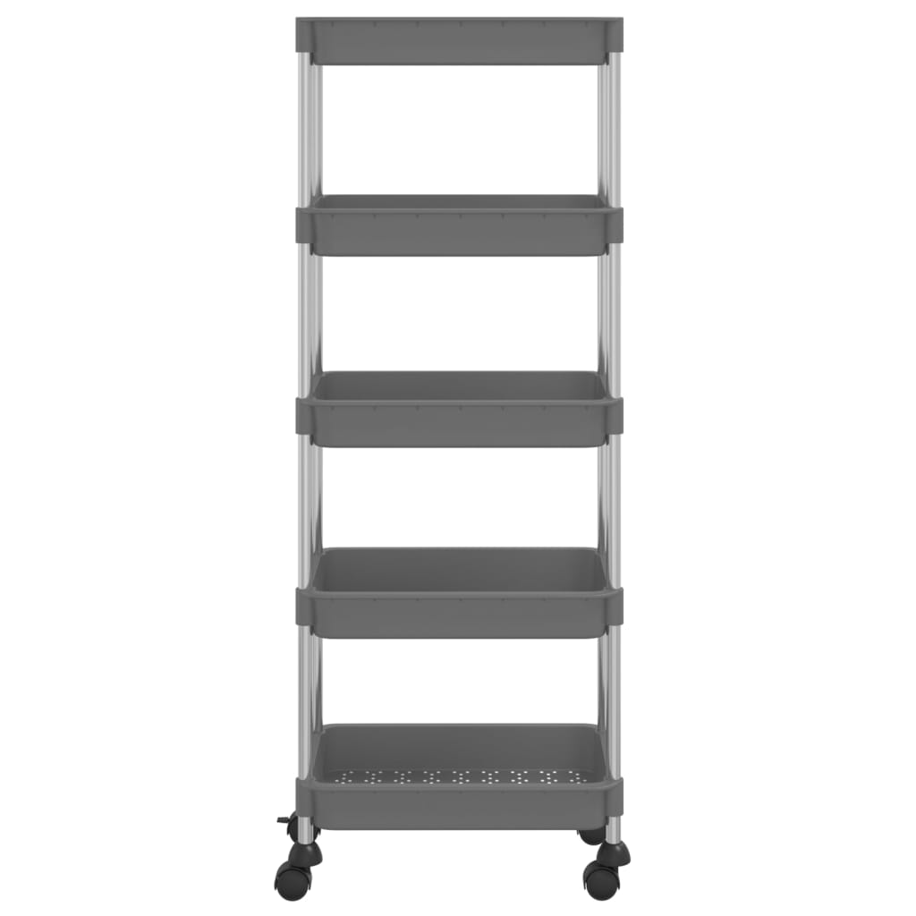 Cărucior de bucătărie 5 niveluri gri 42x29x128 cm fier și ABS