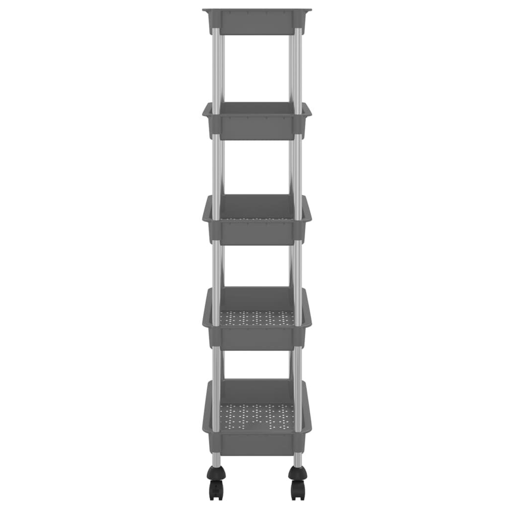 Cărucior de bucătărie 5 niveluri gri 42x29x128 cm fier și ABS