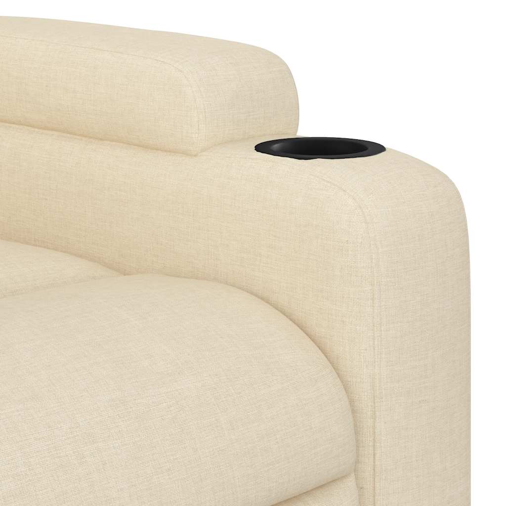 Fotoliu electric de masaj rabatabil, crem, textil
