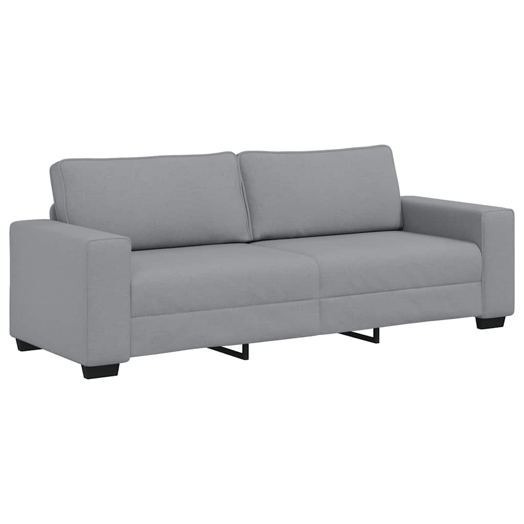 Set de canapele cu perne, 3 piese, gri deschis, textil