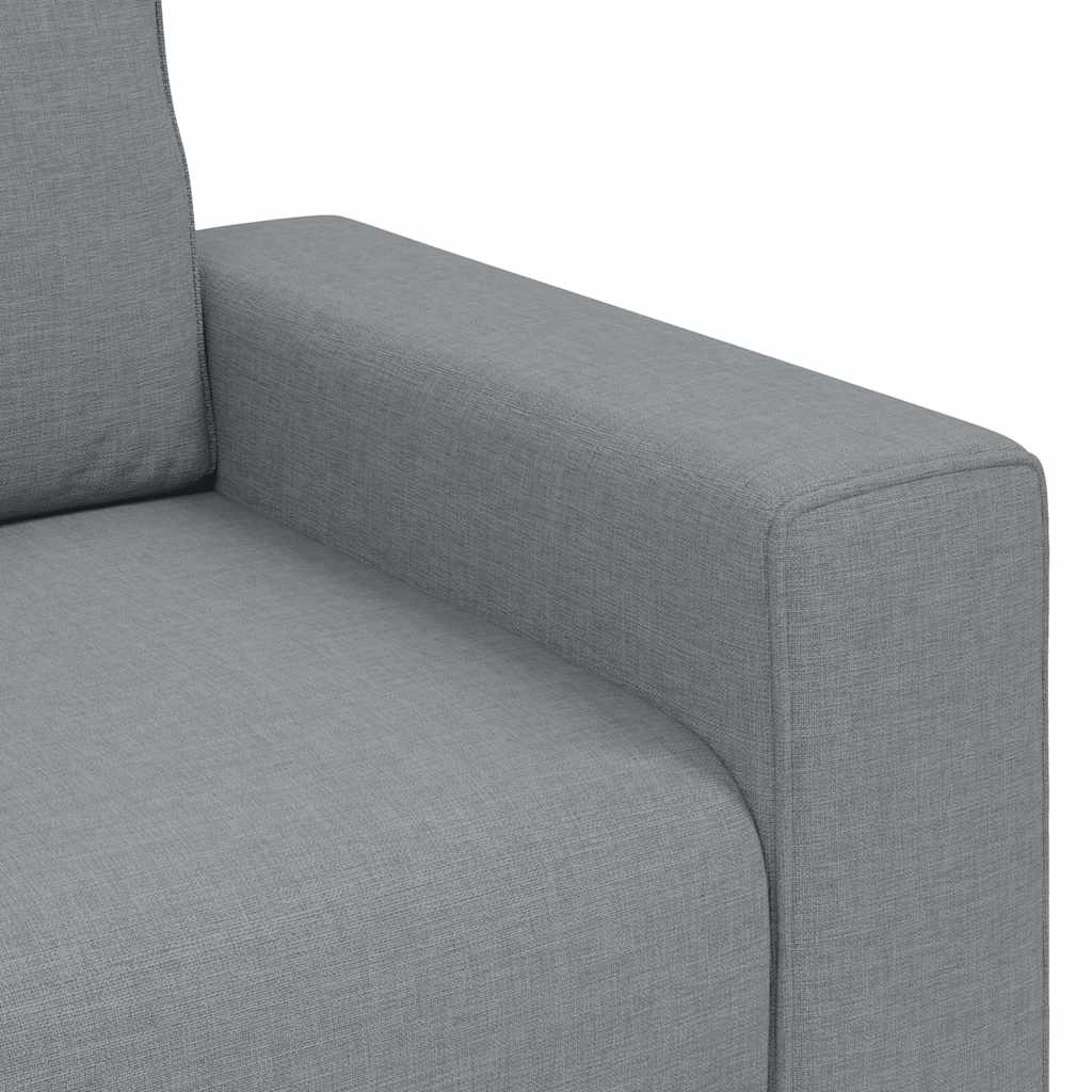 Set de canapele cu perne, 3 piese, gri deschis, textil