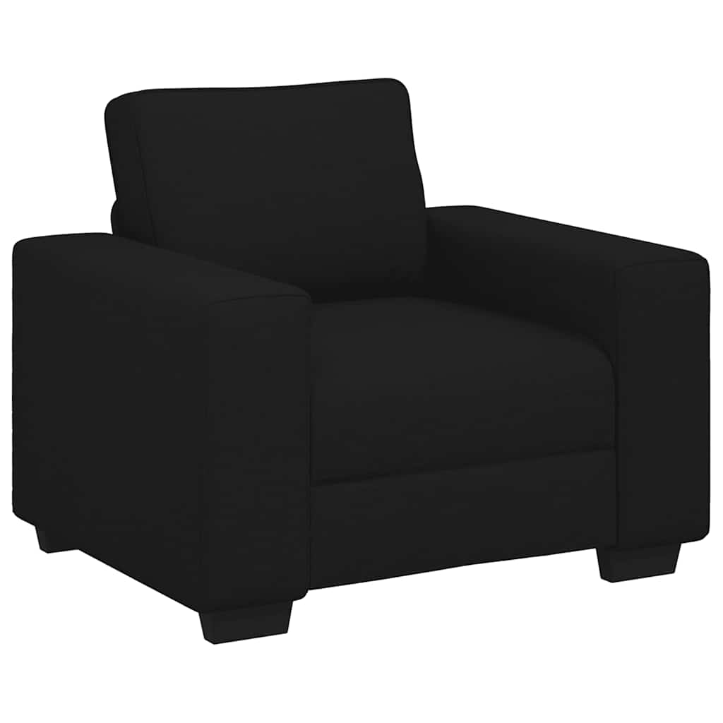 Set de canapele cu perne, 3 piese, negru, textil
