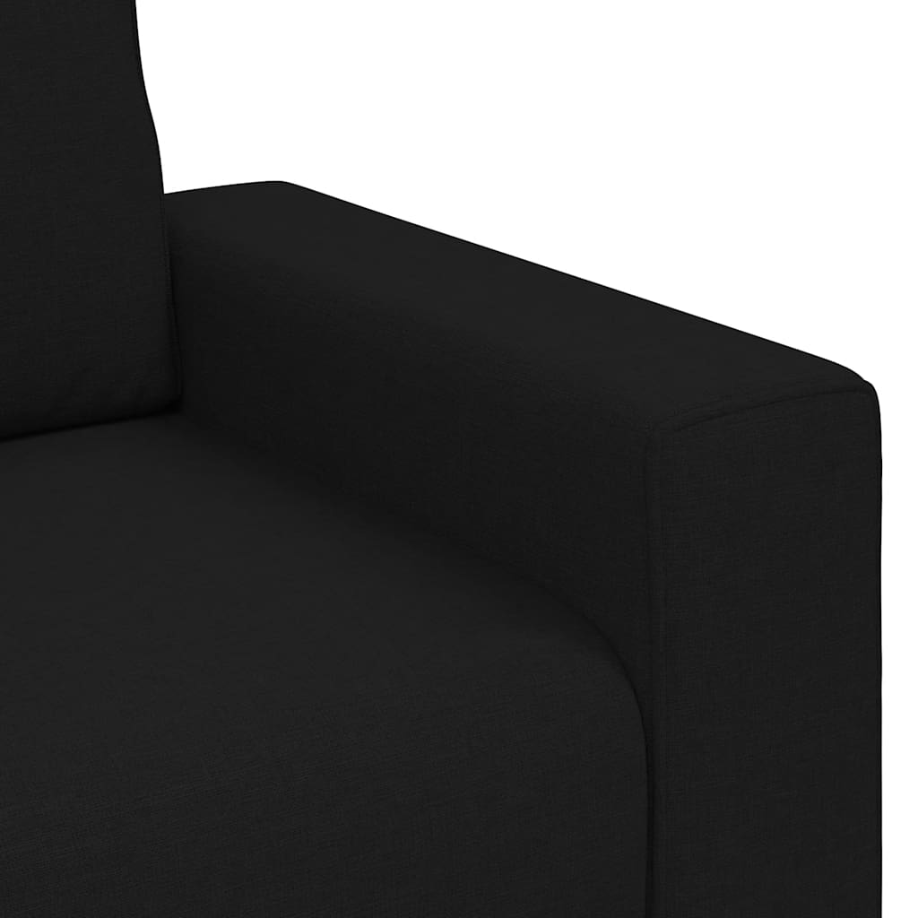 Set de canapele cu perne, 3 piese, negru, textil