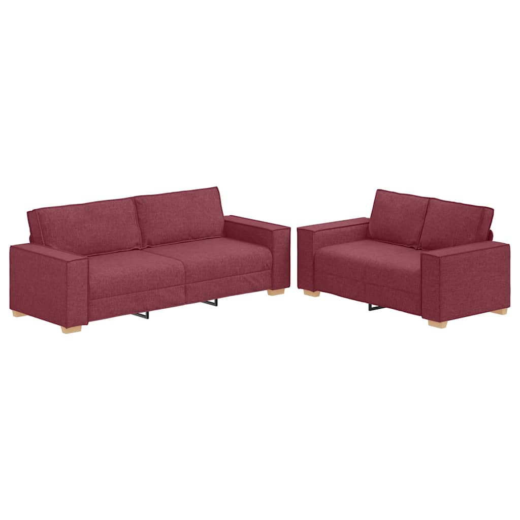 Set canapea cu perne, 2 piese, roșu vin, material textil