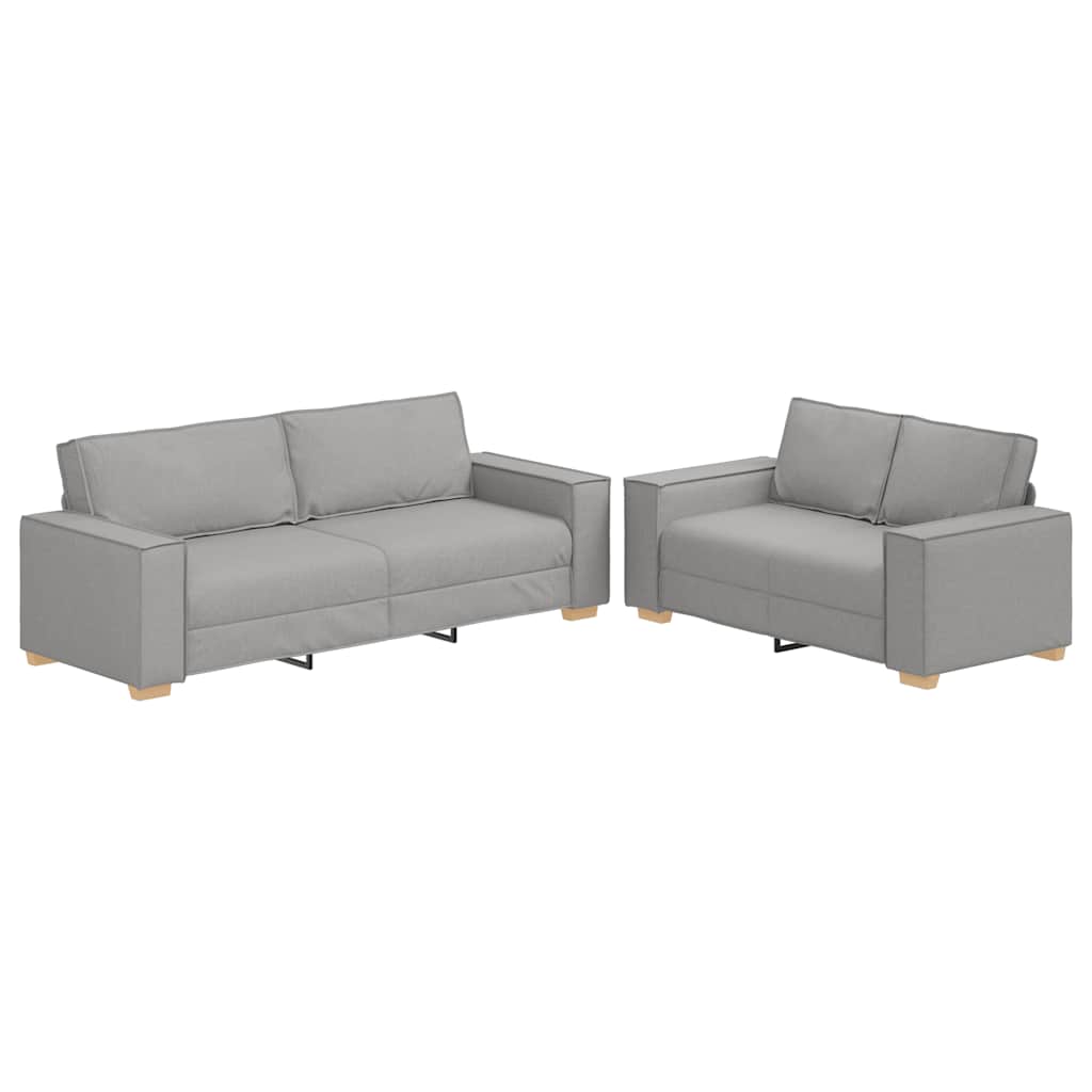 Set de canapele cu perne, 2 piese, gri nor, textil