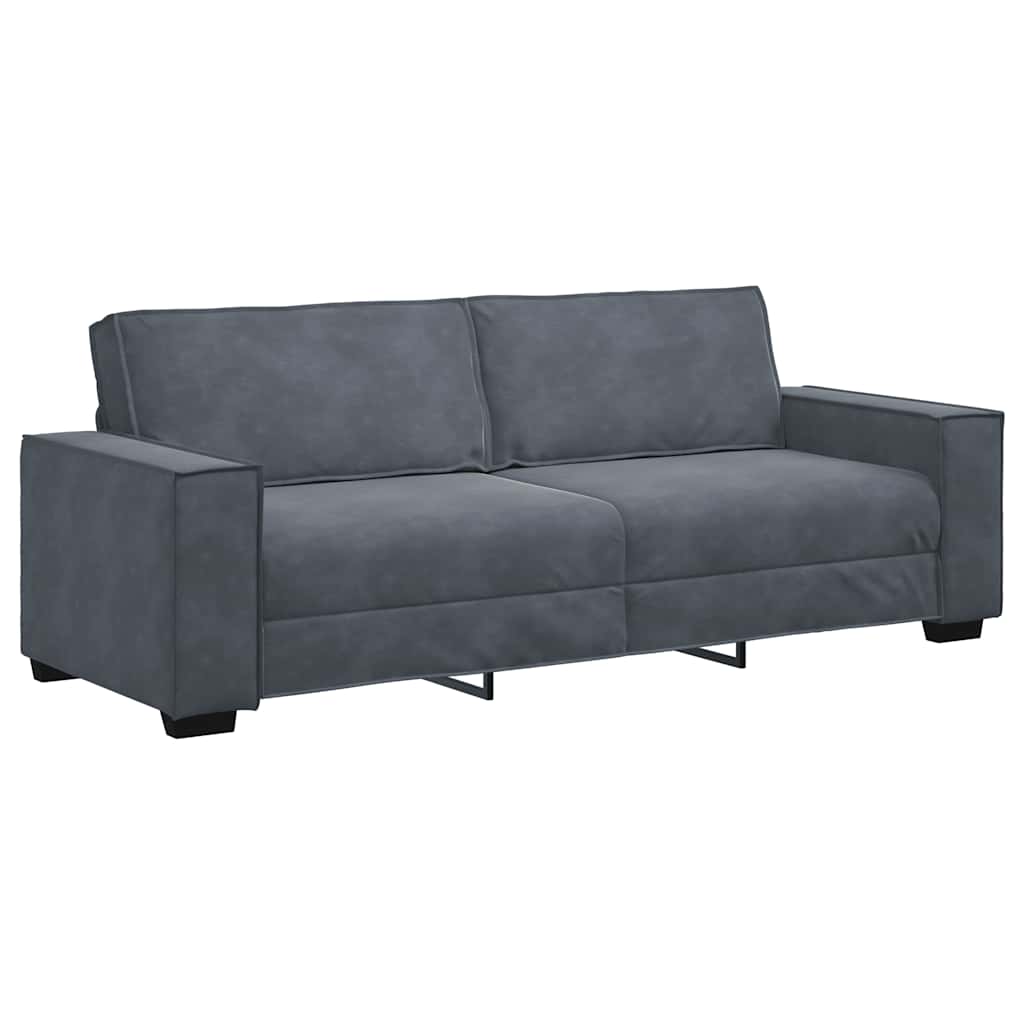 Set de canapele cu perne, 3 piese, gri închis, catifea