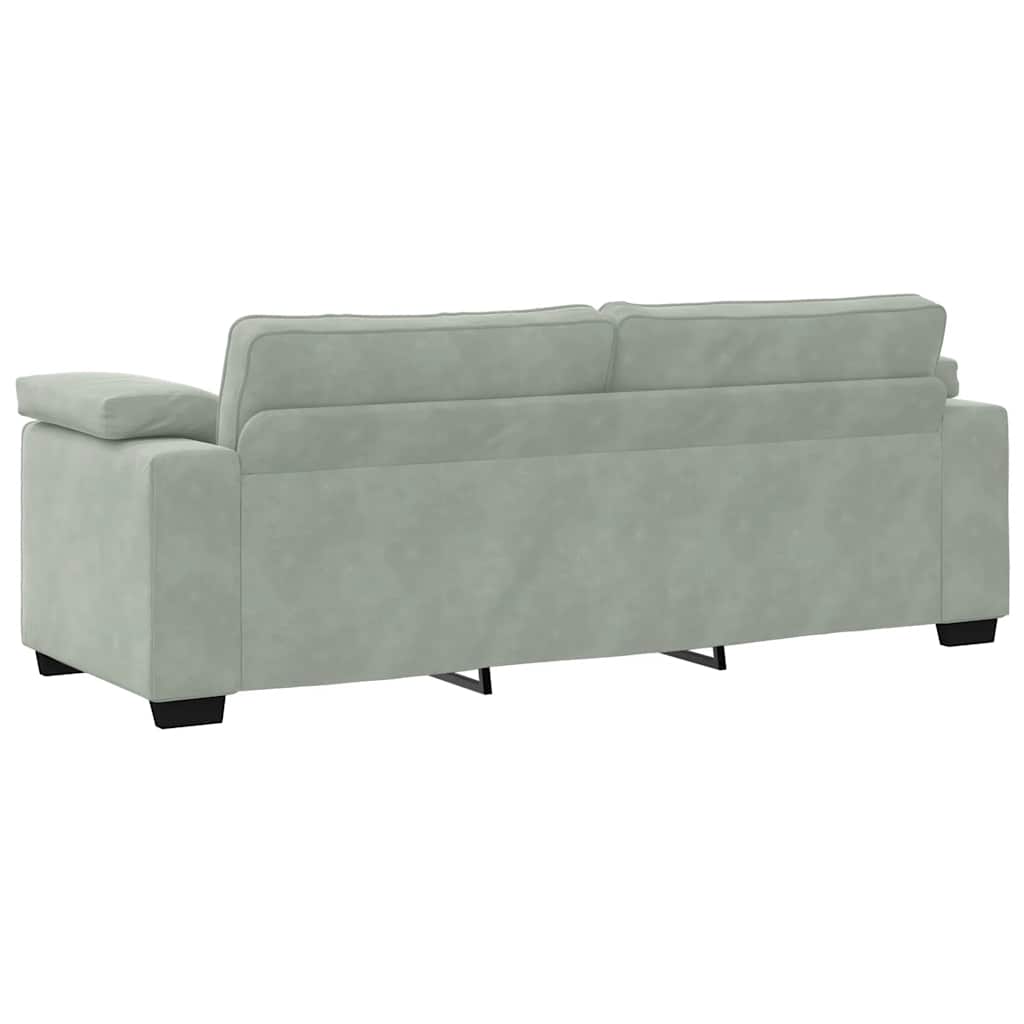 Set de canapele cu perne, 3 piese, gri deschis, catifea