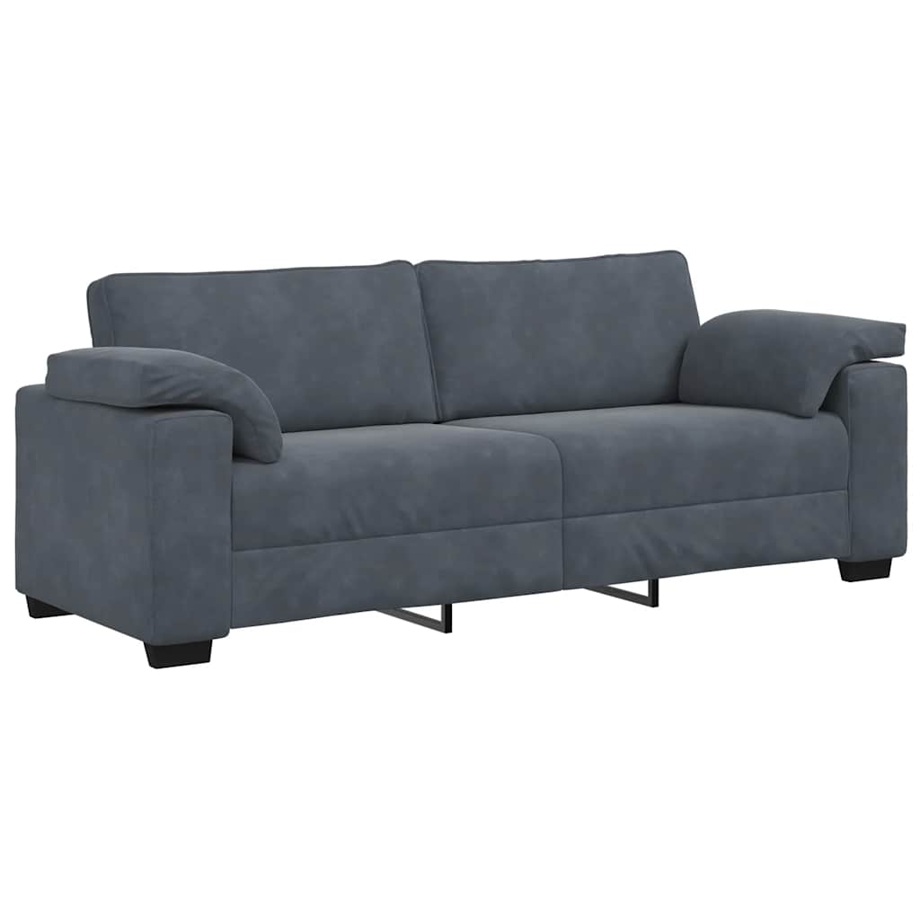 Set de canapele cu perne, 3 piese, gri închis, catifea