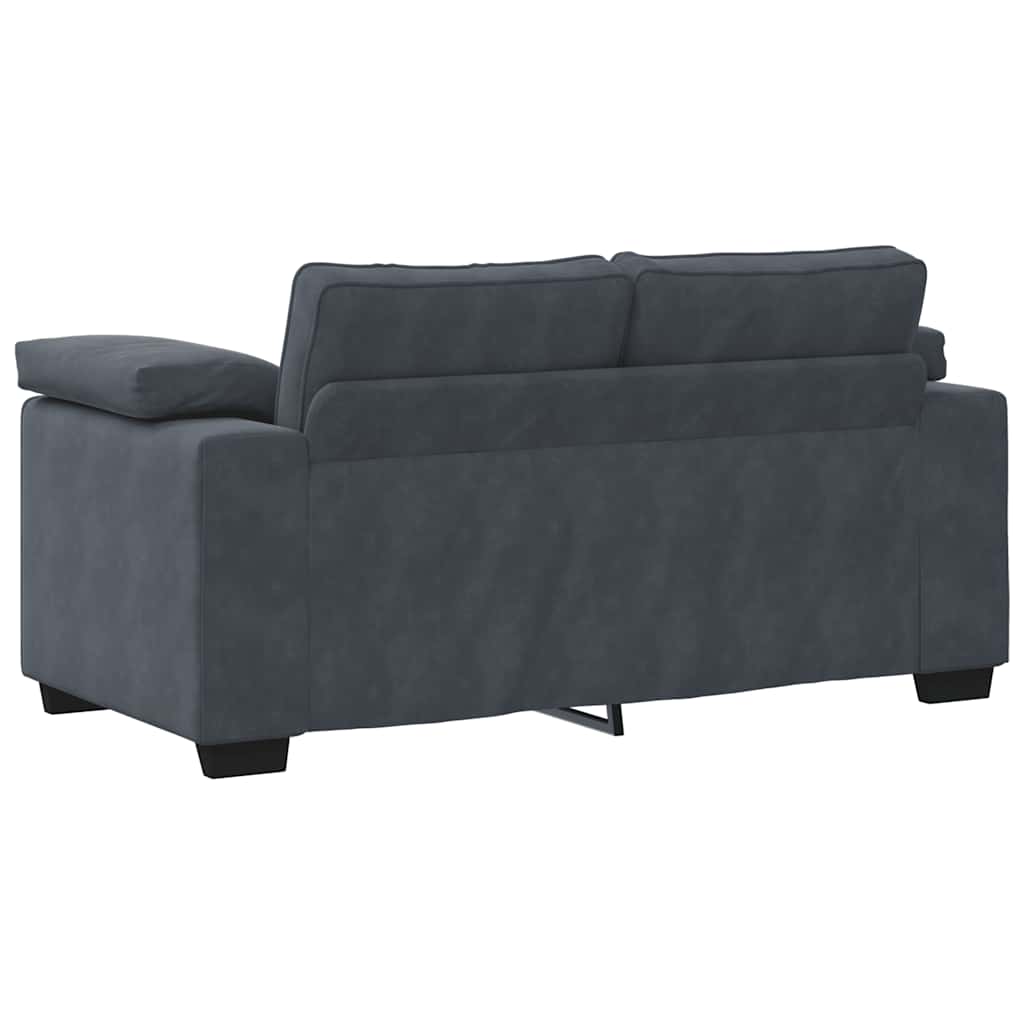 Set de canapele cu perne, 3 piese, gri închis, catifea