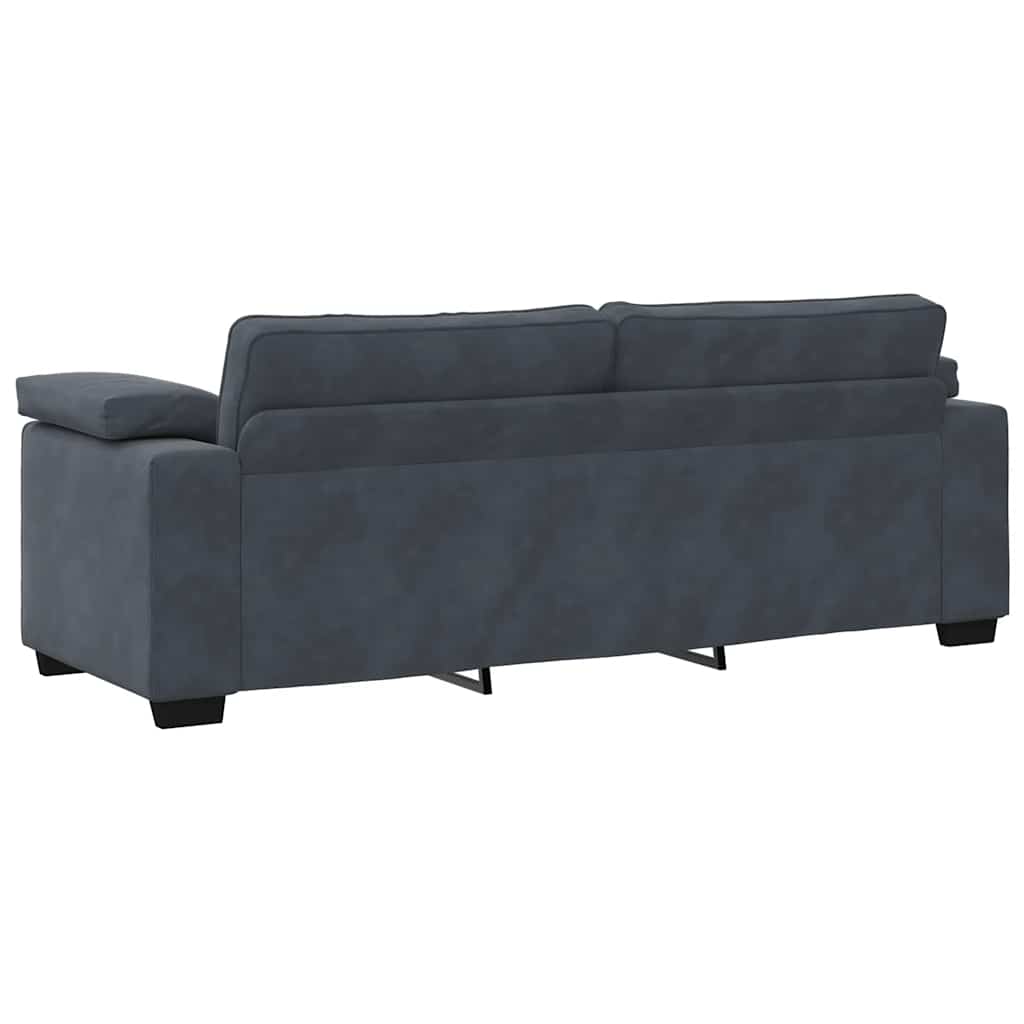 Set de canapele cu perne, 3 piese, gri închis, catifea