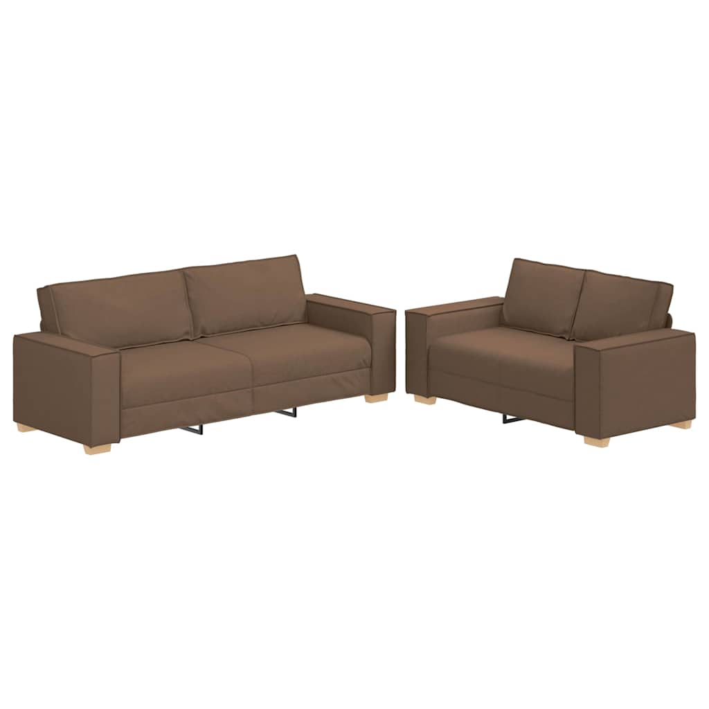 Set de canapele cu perne, 2 piese, maro, textil