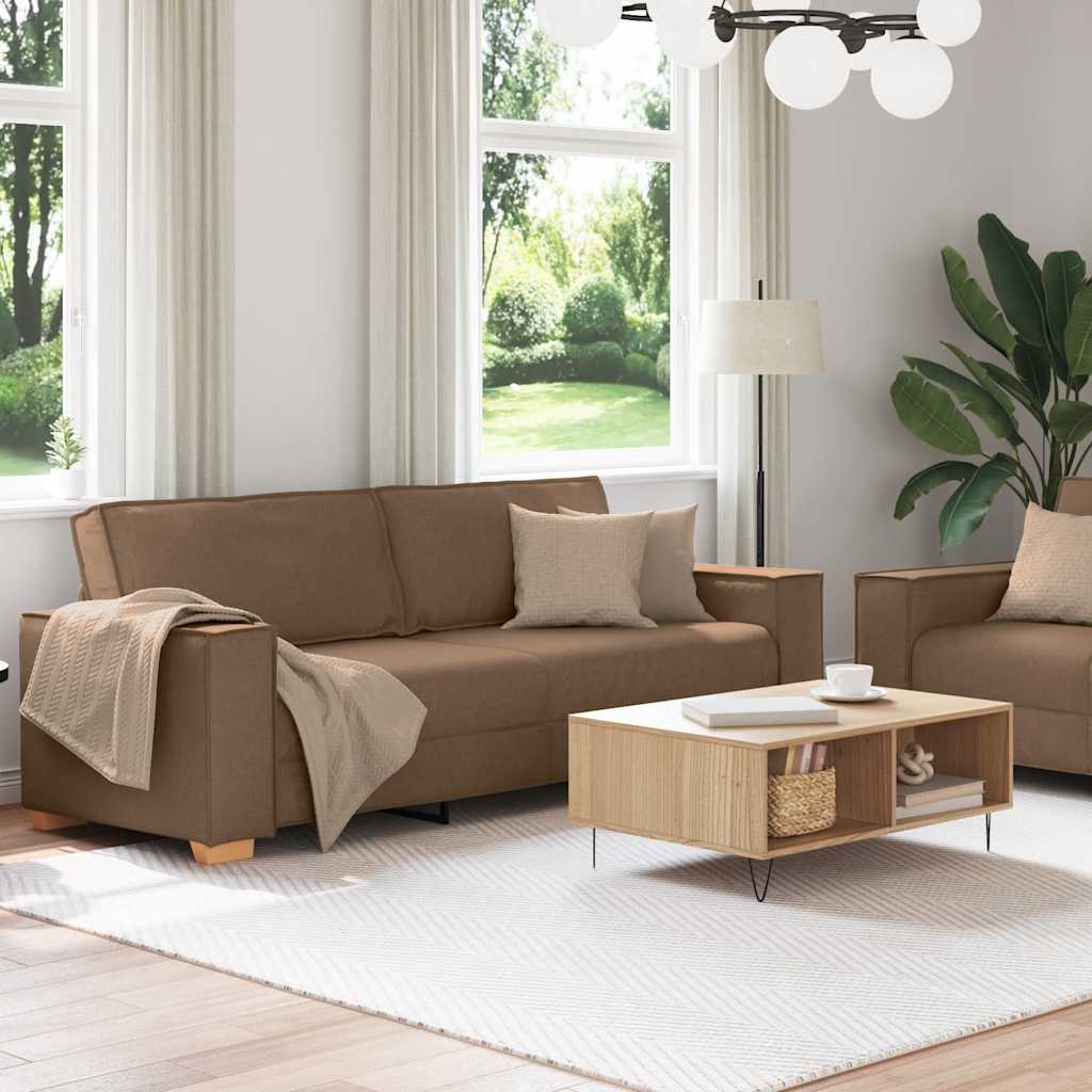 Set de canapele cu perne, 2 piese, maro, textil