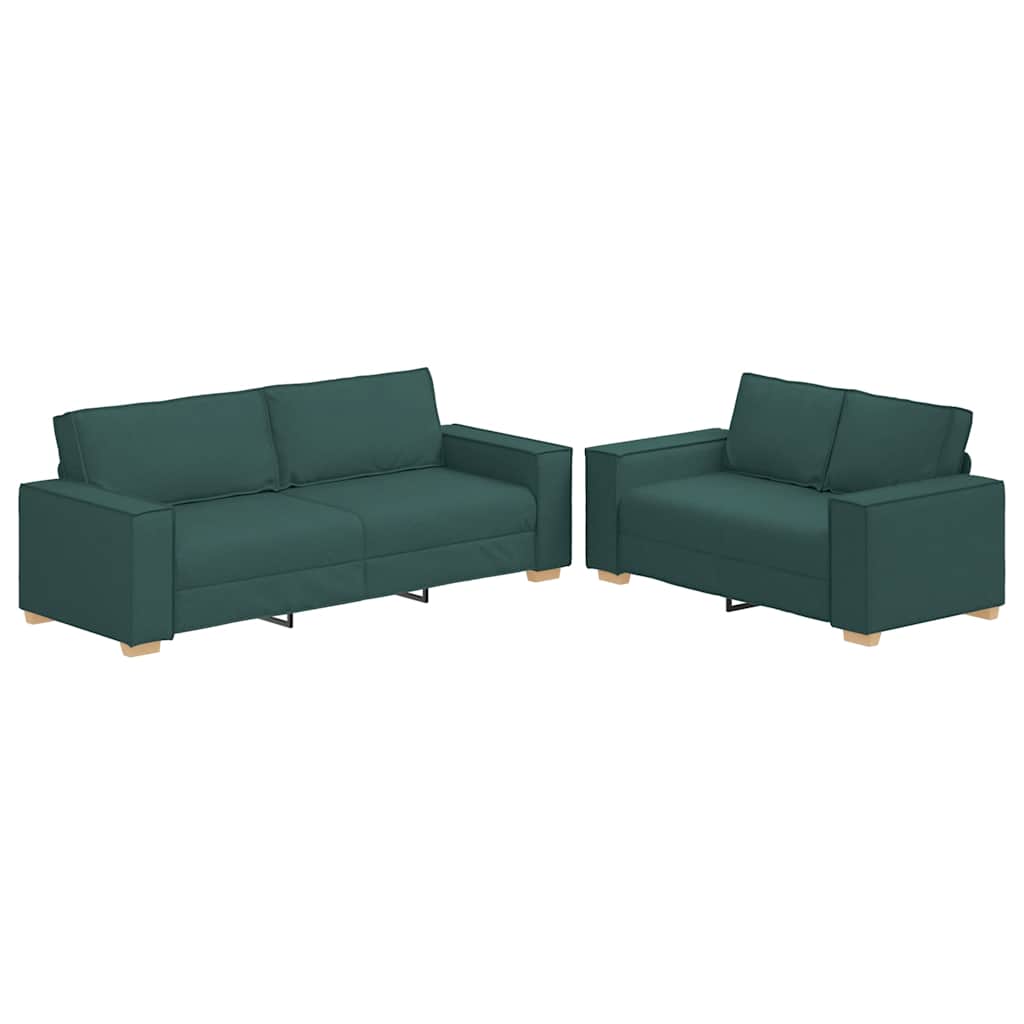 Set de canapele cu perne, 2 piese, verde închis, textil
