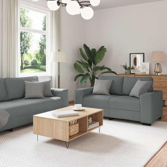 Set de canapele cu perne, 2 piese, gri închis, textil