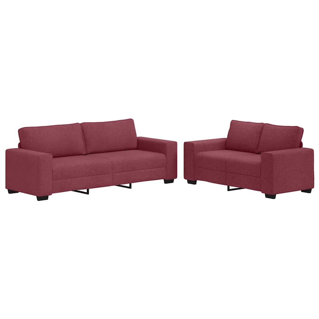 Set canapea cu perne, 2 piese, roșu vin, material textil