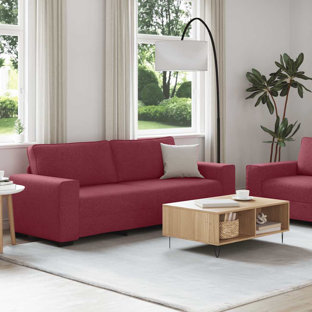 Set canapea cu perne, 2 piese, roșu vin, material textil