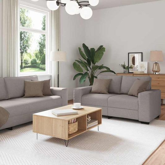 Set de canapea cu perne, 2 piese, gri taupe, material textil